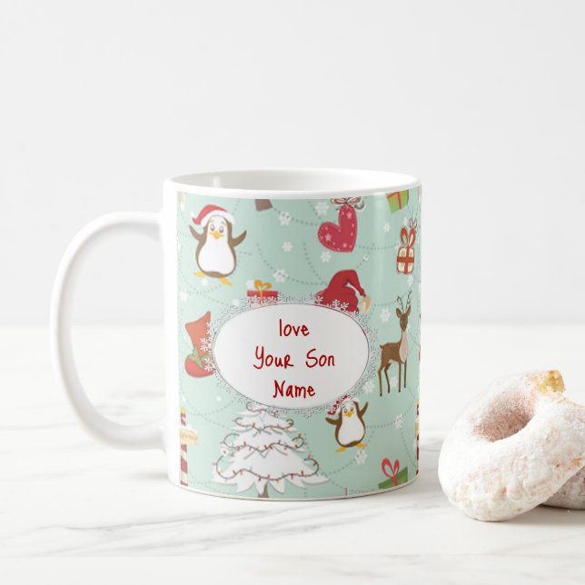 Mug Éléments de Noël Renne Elfes (Avec donut)