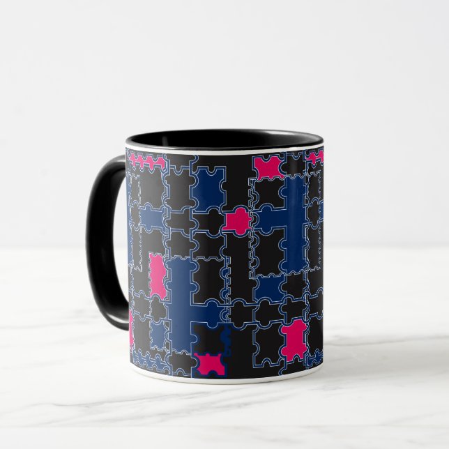 Mug éléments de pièces de puzzles Abstraits géométrie  (Devant gauche)