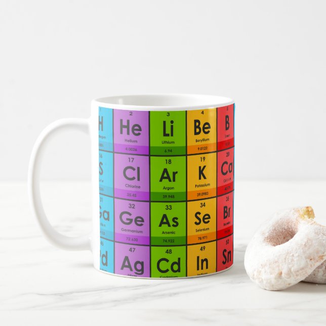 Mug Éléments du tableau périodique (Avec donut)
