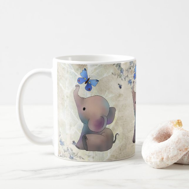 Mug Éléphant avec papillon (Avec donut)