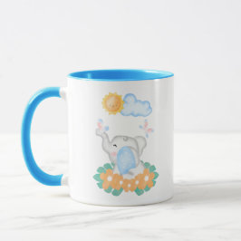 Mug Eléphant Bébé mignon avec fleurs orange