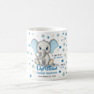 Mug Eléphant Bébé mignon avec oreilles bleues Boy Stat
