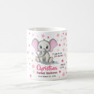 Mug Eléphant bébé mignon avec oreilles roses statistiq