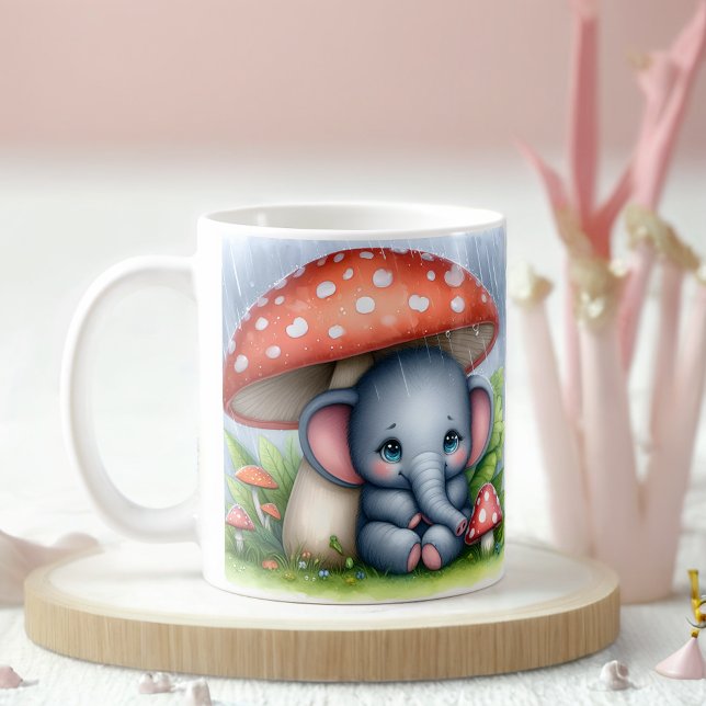 Mug Eléphant Bébé Sous Parapluie De Champignons (Créateur téléchargé)