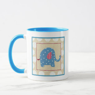 Mug Eléphant bleu avec Pois blancs