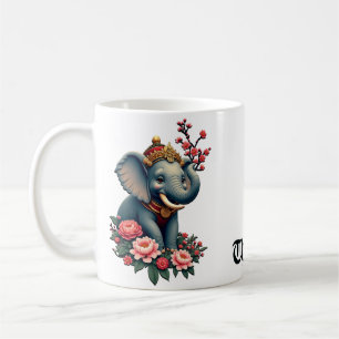 Mug Eléphant dans une mer de fleurs 