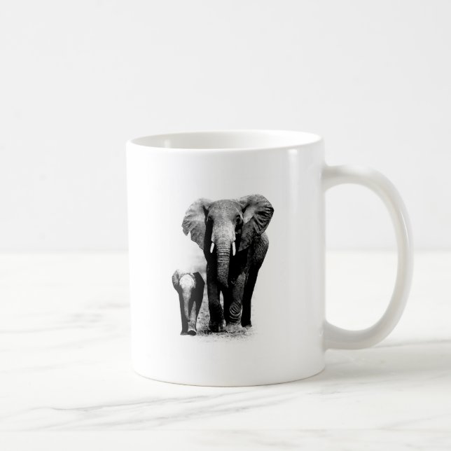 Mug Éléphant de BW et éléphant de bébé (Droite)