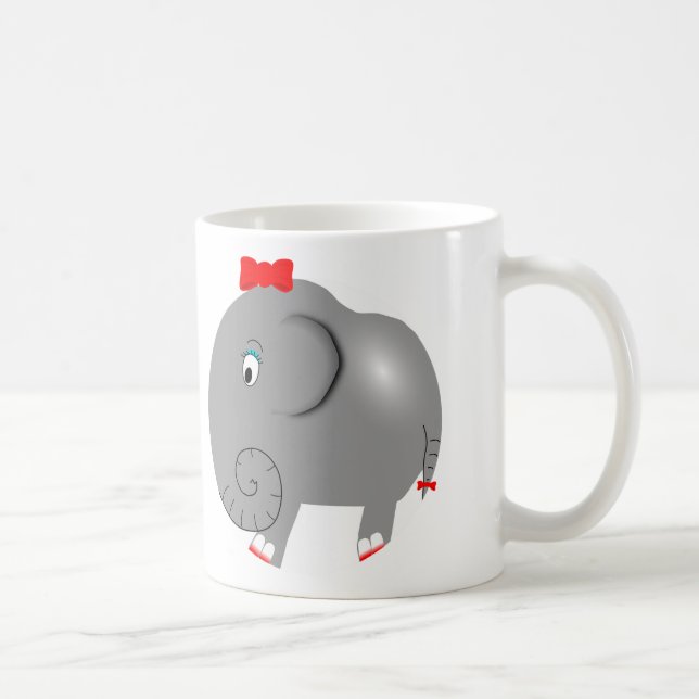 Mug Eléphant de fille avec mât rouge mou (Droite)