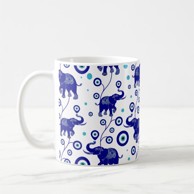 Mug Eléphant de l'oeil du mal Bon motif de la chance (Gauche)