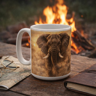 Mug Éléphant en Charge   Art de la Puissance de la Fau