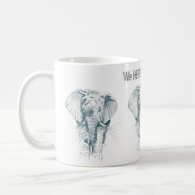 Mug Eléphant encre noire dessin drôle dire (Gauche)