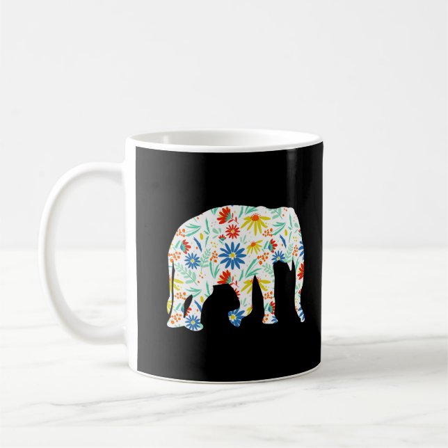 Mug Eléphant Fleur Silhouette Cute Safari (Gauche)