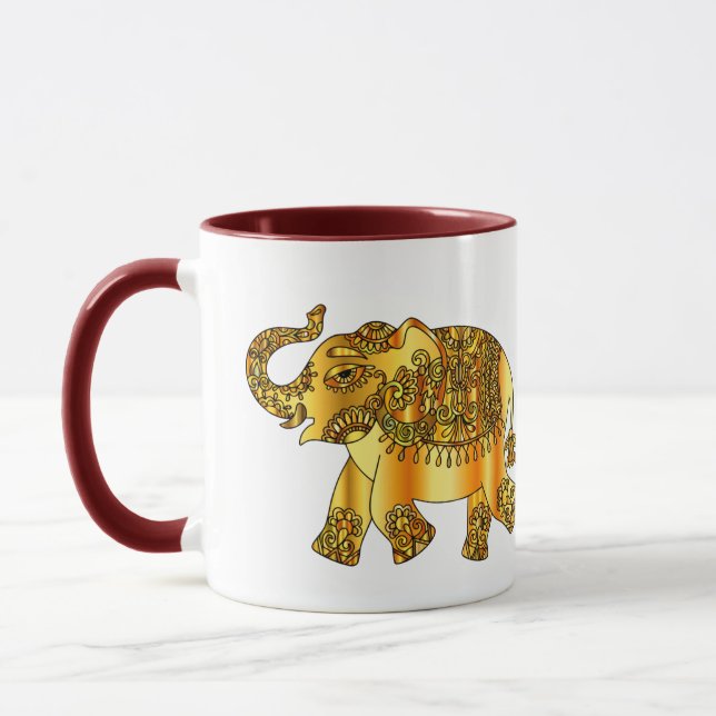 Mug Éléphant fleuri avec le tronc augmenté pour la (Gauche)