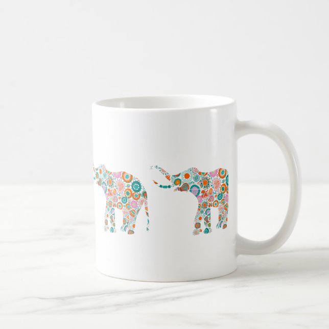 Mug Eléphant floral rétro coloré mignon 5 (Droite)