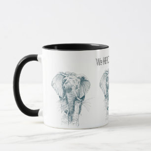 Mug Eléphant Herd Ink dessin et un Dit Drôle