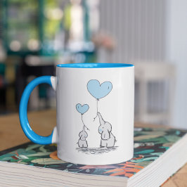 Mug Elephant Maman & Bébé Bleu Baby shower de la fête