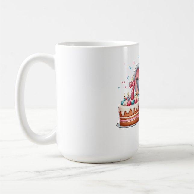 Mug Éléphant Mignon 7ème Anniversaire (Gauche)