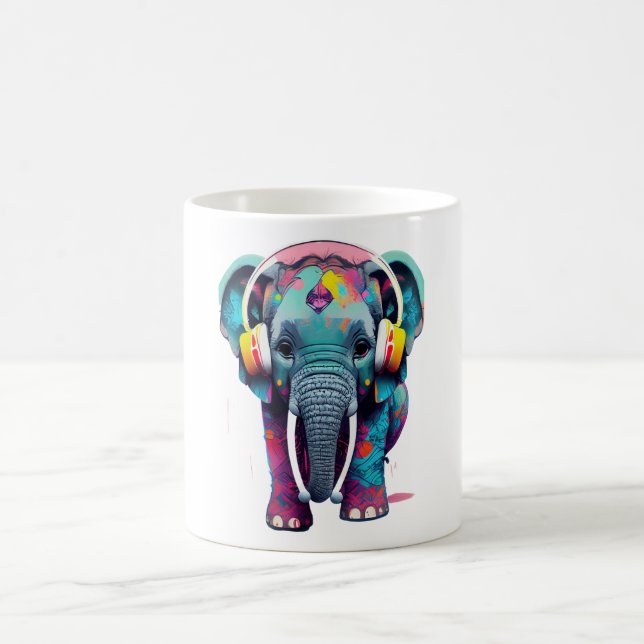 Mug Eléphant mignon bébé avec casque (Centre)