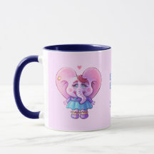 Eléphant rose mignon dans l'amour (avec votre nom)