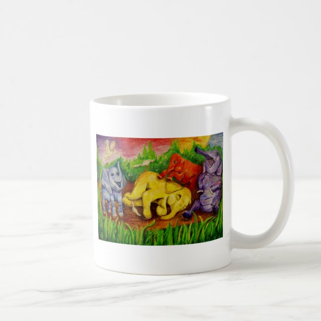 Mug éléphants colorés mignons (Droite)