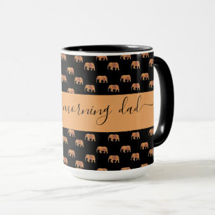 Mug Eléphants dorés noirs pour papa Ringer 15oz