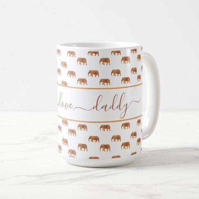 Mug Eléphants dorés noirs pour papa Ringer 15oz (Devant droit)