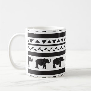 Mug Eléphants, lignes, triangles, sans couture décorat