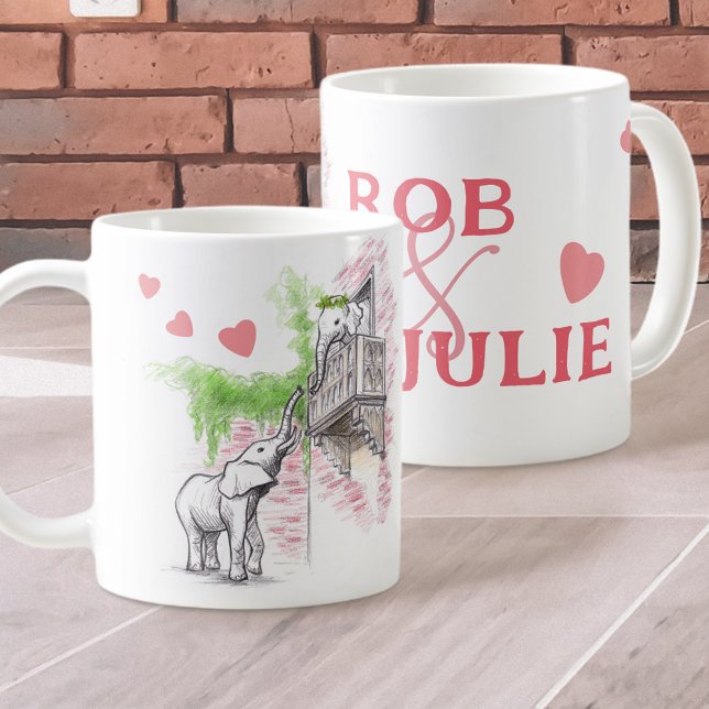 Mug Eléphants romantiques Aimez Roméo et Juliette Votr (Créateur téléchargé)