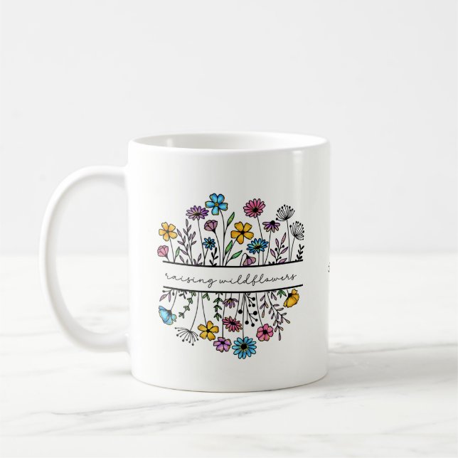 Mug Élévation personnalisée Fleur sauvage Floral Maman (Gauche)