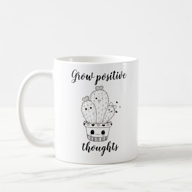 Mug Élevez le griffonnage heureux de cactus de //de (Gauche)
