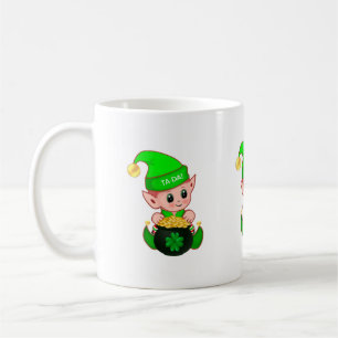 Mug Elfe mignon avec un pot d'or et trèfle chanceux