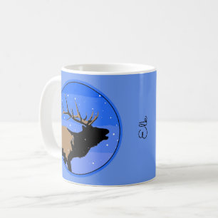 Mug Elk bouillonnant en hiver - Art original de la fau
