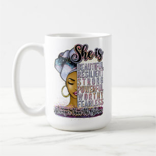 Mug Elle est belle résiliente forte puissante digne
