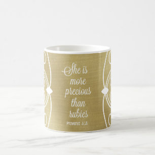 Mug Elle est plus Précieuse que Rubies Proverbes Citat