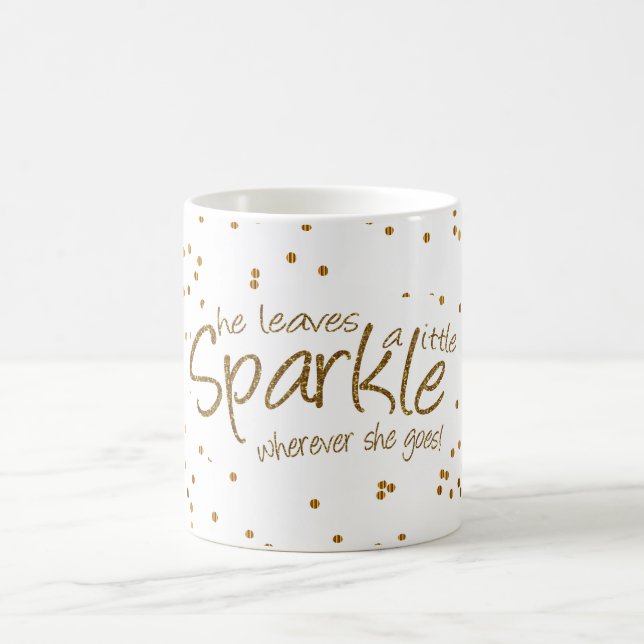 Mug Elle Feuille une petite étincelle en or et blanc (Centre)