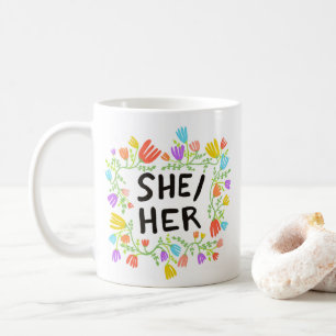 Mug ELLE/SES Pronononounes Arc-en-ciel Floral Wreath c