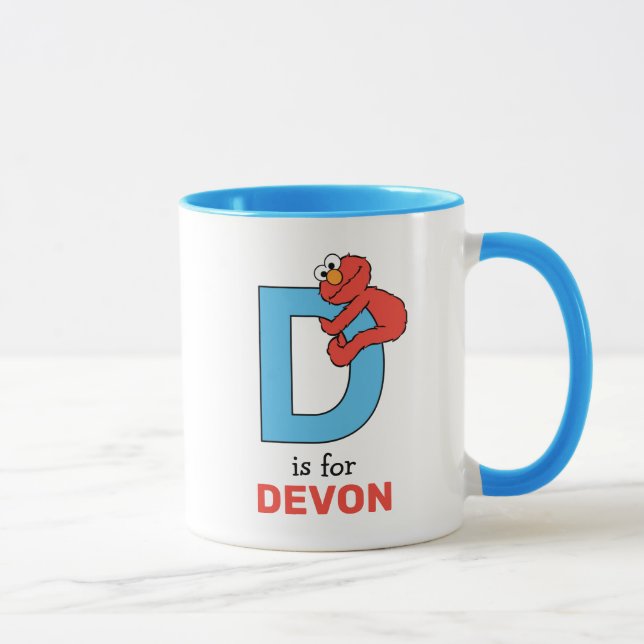 Mug Elmo Alphabet | D Bleu (Droite)