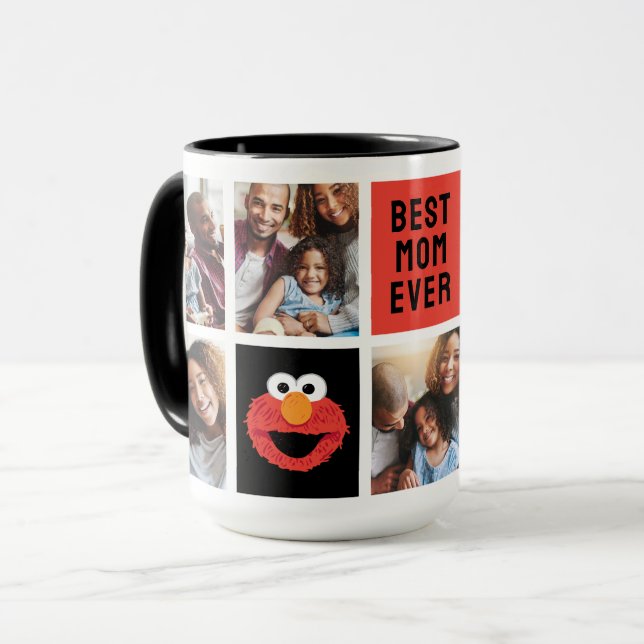 Mug Elmo Big Face | Maman - Photo Collage (Devant gauche)