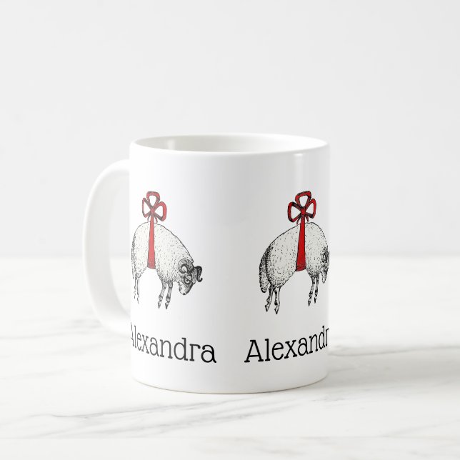 Mug Emblème héraldique en laiton de bélier berceau (Devant gauche)