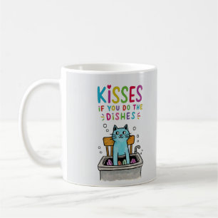 Mug Embrasse si tu fais la vaisselle mignonne chat lav