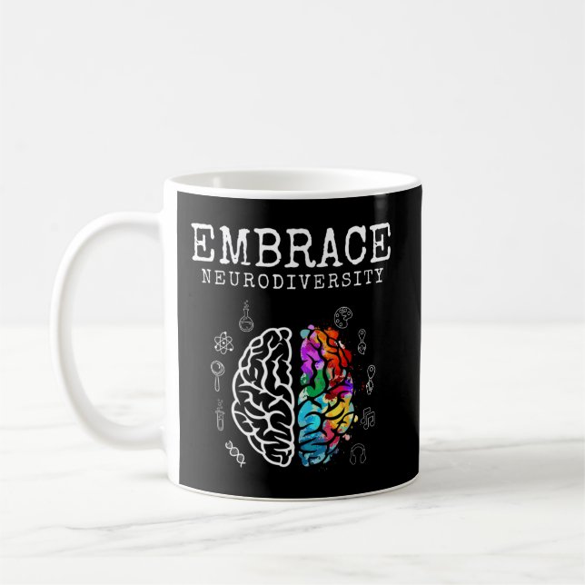 Mug Embrassez la chemise neurodiversité. Ce neuro cool (Gauche)