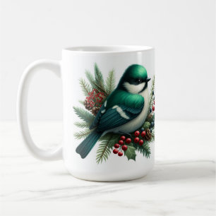 Mug Emerald Birds and Berries Holiday Motif