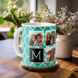 Mug Emerald & Black Instagram 5 Photo Collage Monogram