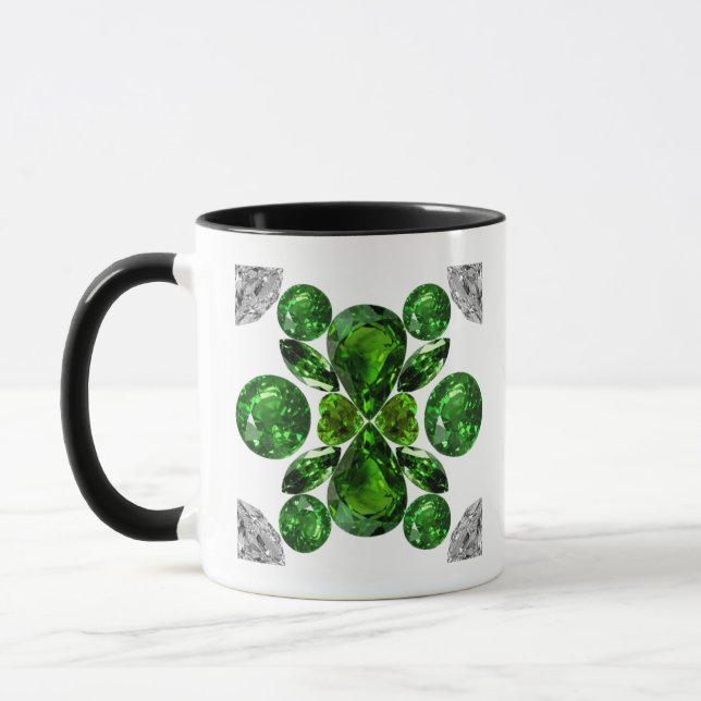 Mug Emerald Diamond Gemstone Art Green (Gauche)