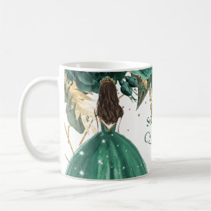 Mug Emerald Green Floral Princess Quinceanera