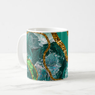 Mug Emerald Green & Gold Agate Parties scintillant