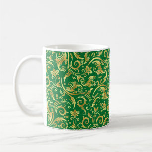 Mug Emerald Green Golden Scrollwork