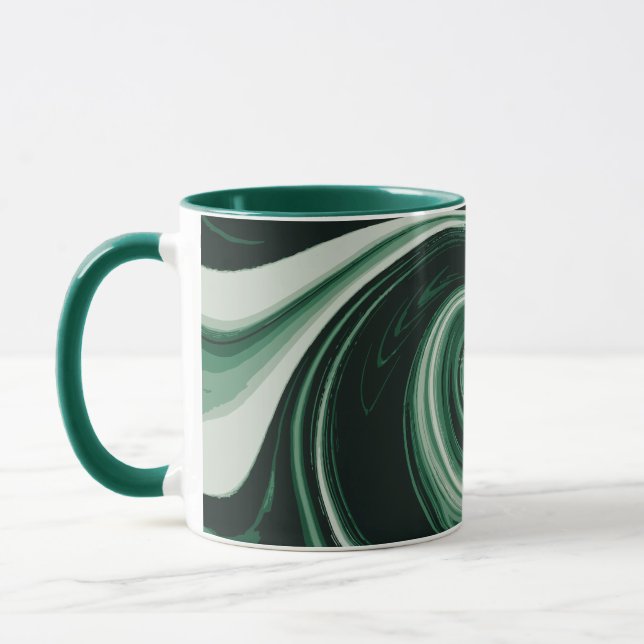 Mug Emerald Green Swirl Abstraction (Gauche)