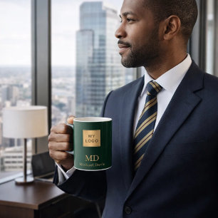 Mug Emerald vert or monogramme nom entreprise logo