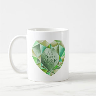 Mug Emerald Watercolor Heart 55e anniversaire du Maria